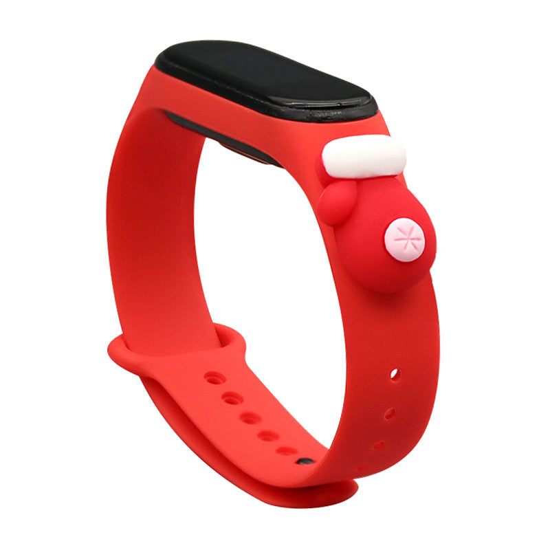 Strap Xmas Xiaomi Mi Band 3 / 4 kalėdinis silikoninis dirželis su pirštine - raudona -- Xiaomi Mi Band 3 / Xiaomi Mi Band 4