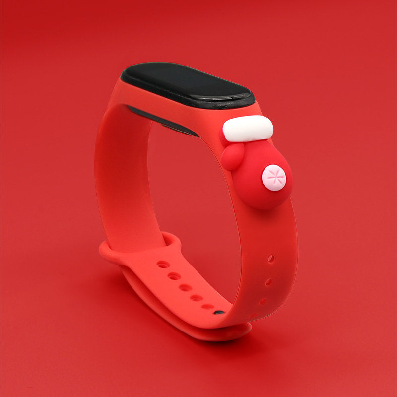 Strap Xmas Xiaomi Mi Band 3 / 4 kalėdinis silikoninis dirželis su pirštine - raudona -- Xiaomi Mi Band 3 / Xiaomi Mi Band 4