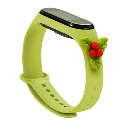 Strap Xmas Xiaomi Mi Band 5 / 6 Kalėdinė Silikoninė Apyrankė su Amalynu - Žalia -- Xiaomi Mi Band 5 / Xiaomi Mi Band 6