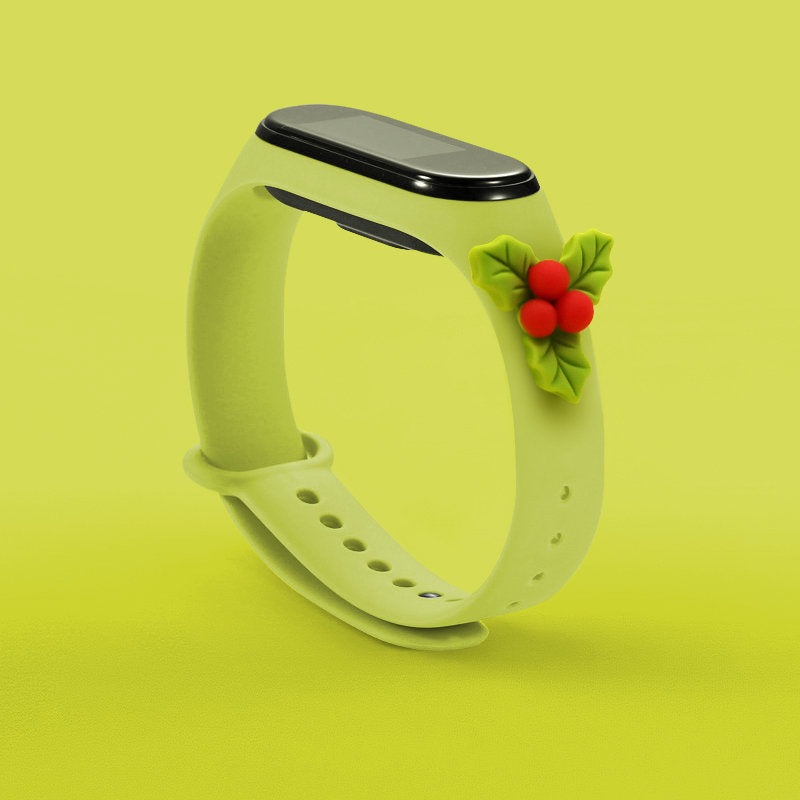 Strap Xmas Xiaomi Mi Band 5 / 6 Kalėdinė Silikoninė Apyrankė su Amalynu - Žalia -- Xiaomi Mi Band 5 / Xiaomi Mi Band 6