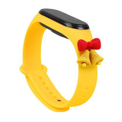 Strap Xmas Xiaomi Mi Band 5 / 6 Kalėdinė Silikoninė Apyrankė su Varpeliais - Geltona -- Xiaomi Mi Band 5 / Xiaomi Mi Band 6