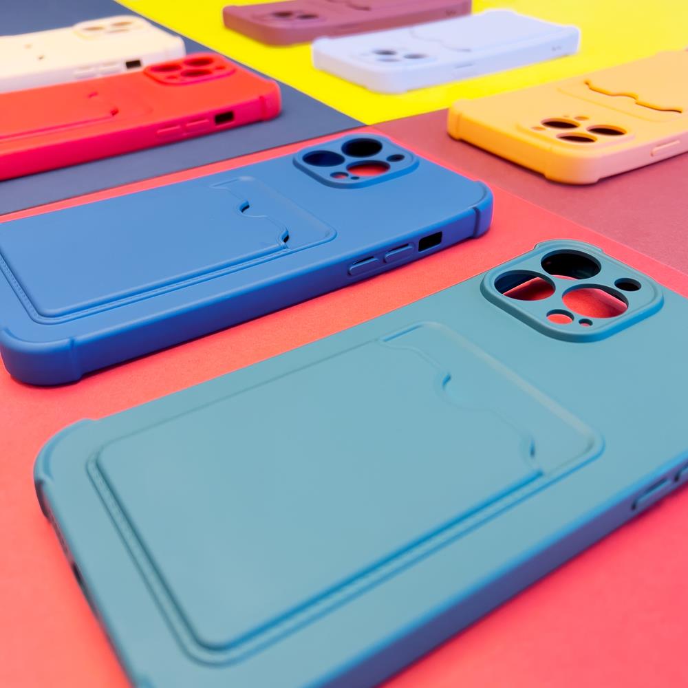 Silikoninis dėklas su kortelių kišene Redmi Note 10 – raudonas -- Xiaomi Redmi Note 10