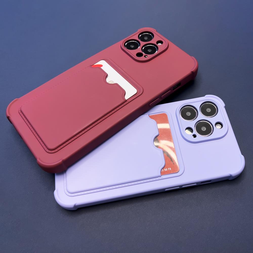 Silikoninis dėklas su kortelių kišene Redmi Note 10 – raudonas -- Xiaomi Redmi Note 10