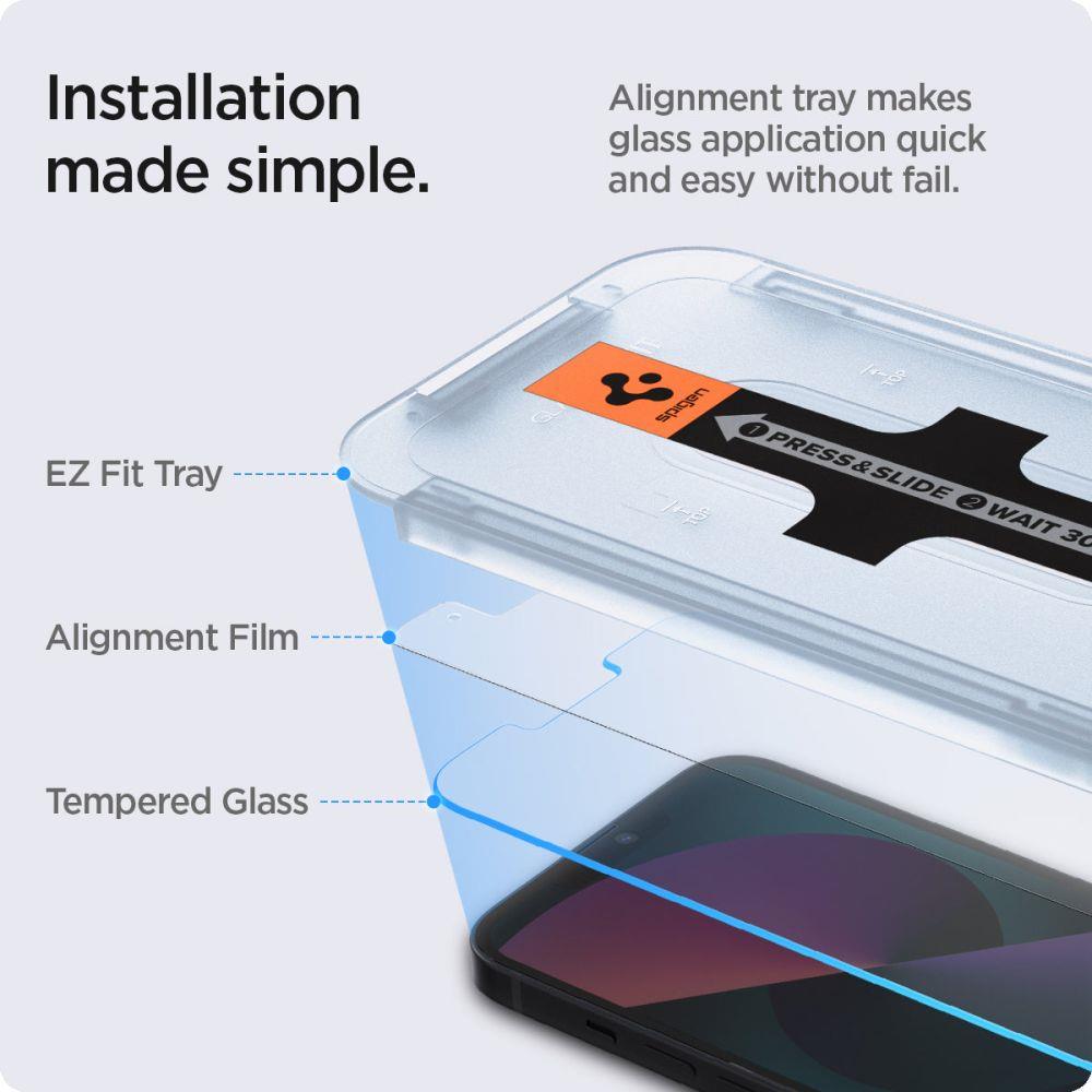 Spigen Glas TR EZ Fit grūdintas stiklas iPhone 13/14/16e (2 vnt.)