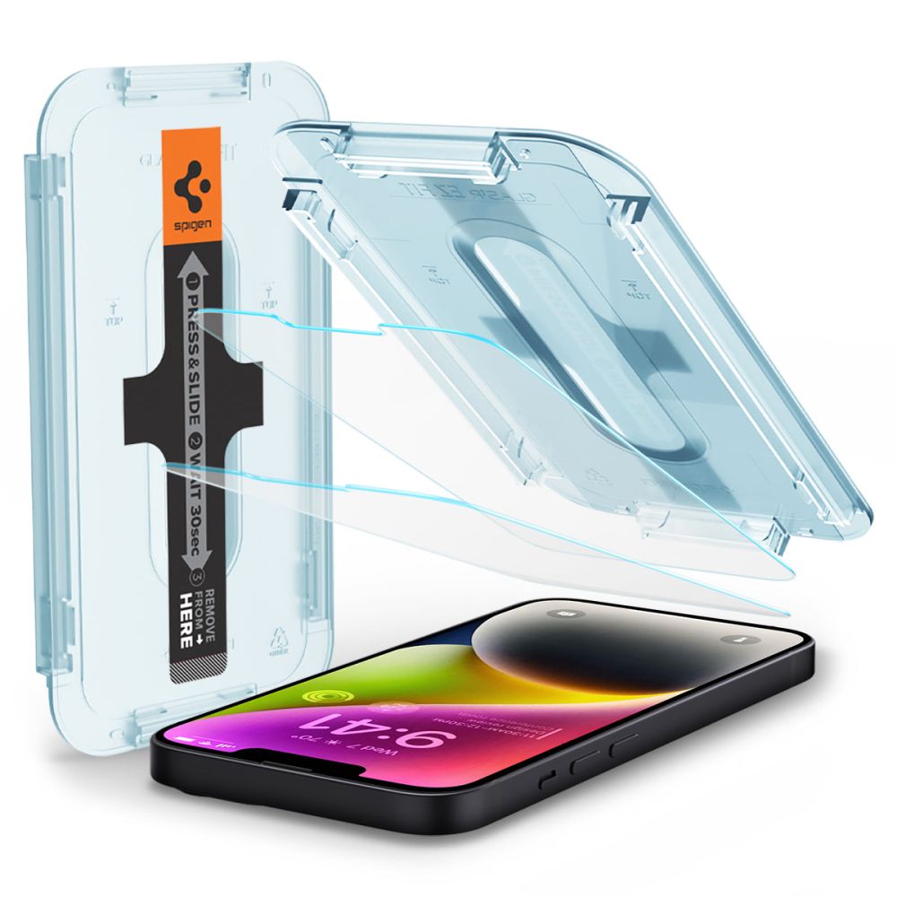 Spigen Glas TR EZ Fit grūdintas stiklas iPhone 13/14/16e (2 vnt.)