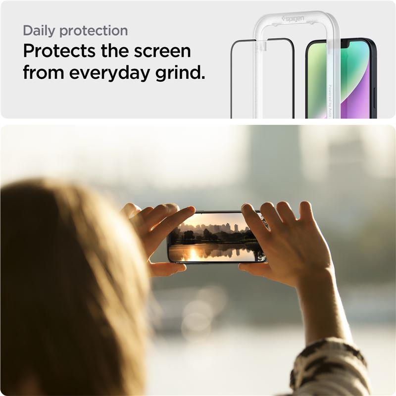 Spigen grūdintas stiklas iPhone 13/13 Pro/14 – juodas