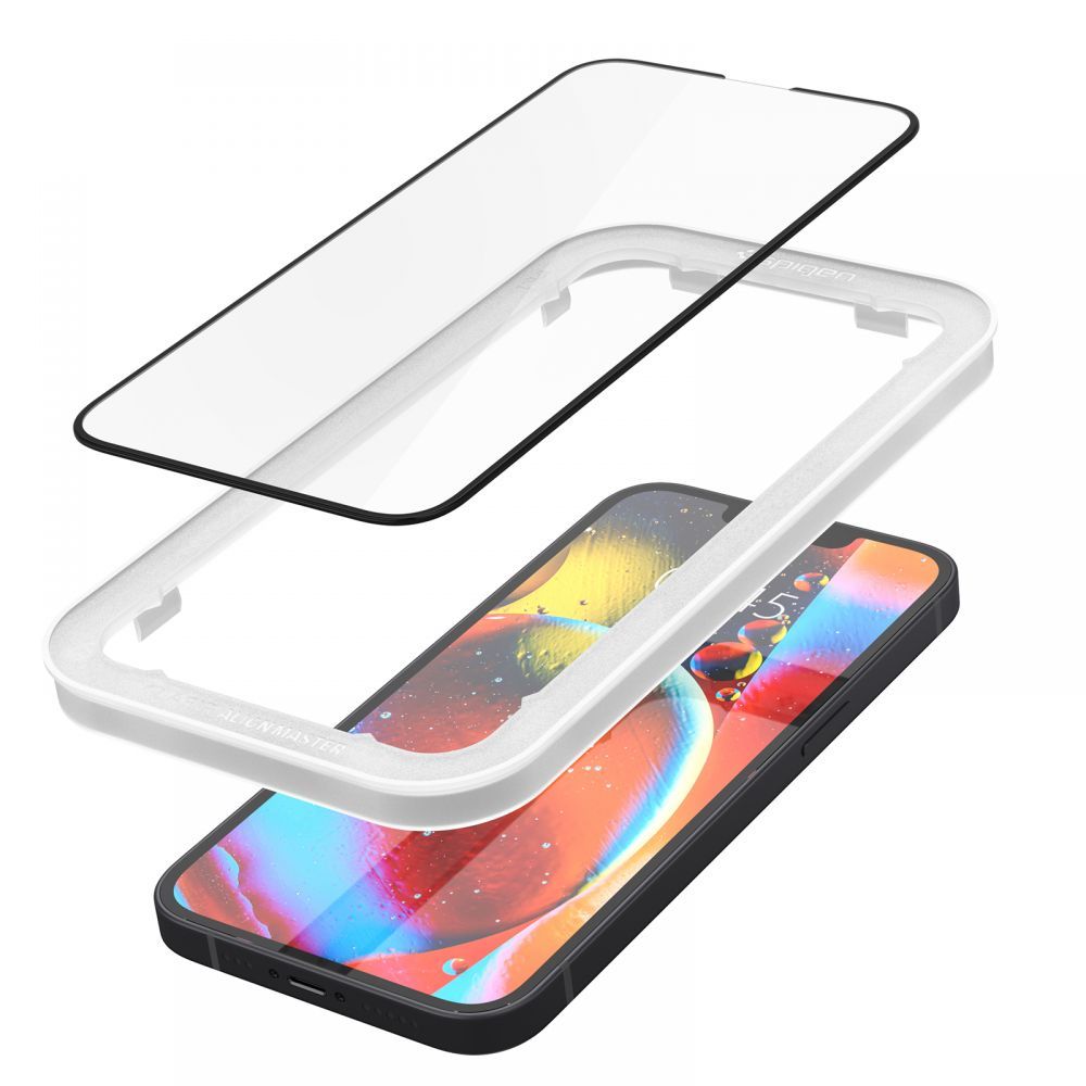 Spigen grūdintas stiklas iPhone 13/13 Pro/14 – juodas