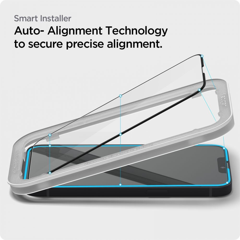 Spigen grūdintas stiklas iPhone 13/13 Pro/14 – juodas