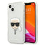 Karl Lagerfeld blizgus dėklas iPhone 13 mini – sidabrinis