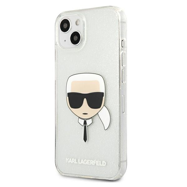 Karl Lagerfeld blizgus dėklas iPhone 13 mini – sidabrinis