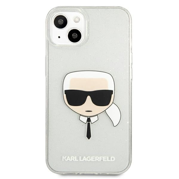 Karl Lagerfeld blizgus dėklas iPhone 13 mini – sidabrinis