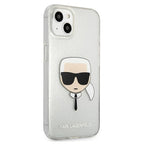 Karl Lagerfeld blizgus dėklas iPhone 13 mini – sidabrinis