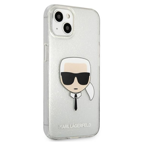 Karl Lagerfeld blizgus dėklas iPhone 13 mini – sidabrinis