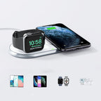 Choetech Qi 2in1 belaidis įkroviklis išmaniesiems telefonams / Apple Watch su stovu (MFI) USB Type C baltas (T317)