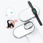 Choetech Qi 2in1 belaidis įkroviklis išmaniesiems telefonams / Apple Watch su stovu (MFI) USB Type C baltas (T317)