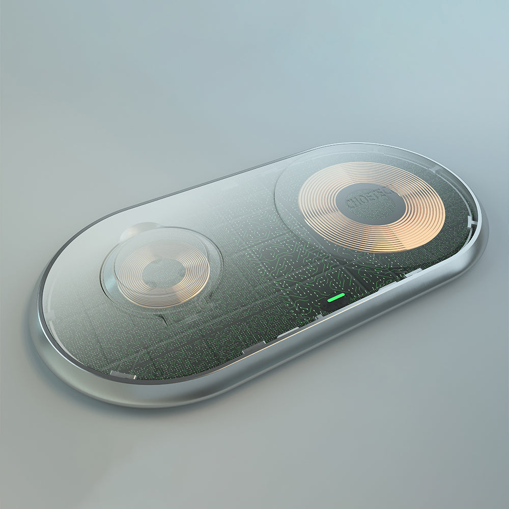 Choetech Qi 2in1 belaidis įkroviklis išmaniesiems telefonams / Apple Watch su stovu (MFI) USB Type C baltas (T317)