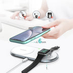 Choetech Qi 2in1 belaidis įkroviklis išmaniesiems telefonams / Apple Watch su stovu (MFI) USB Type C baltas (T317)