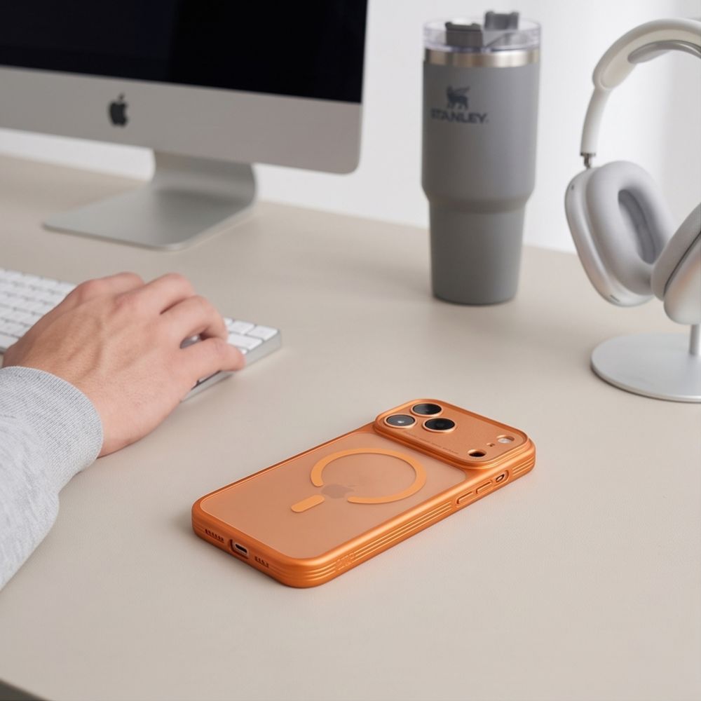 Dėklas Tech-Protect MagPrime MagSafe CC iPhone 17 Pro / 18 Pro, matinis oranžinis -- iPhone 17 Pro, iPhone 18 Pro