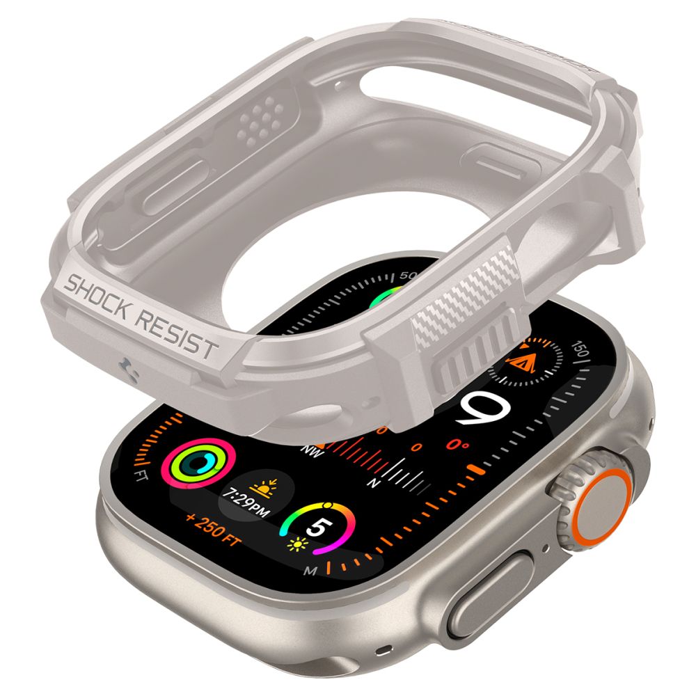 Dėklas Spigen Rugged Armor Apple Watch Ultra 1 / 2 / 3 (49 mm), smėlio spalvos -- Apple Watch Ultra (49 mm), Apple Watch...