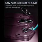 Kameros apsauginis stiklas ESR Armorite iPhone 18 Pro / 18 Pro Max, tamsiai bordinis -- iPhone 18 Pro, iPhone 18 Pro Max