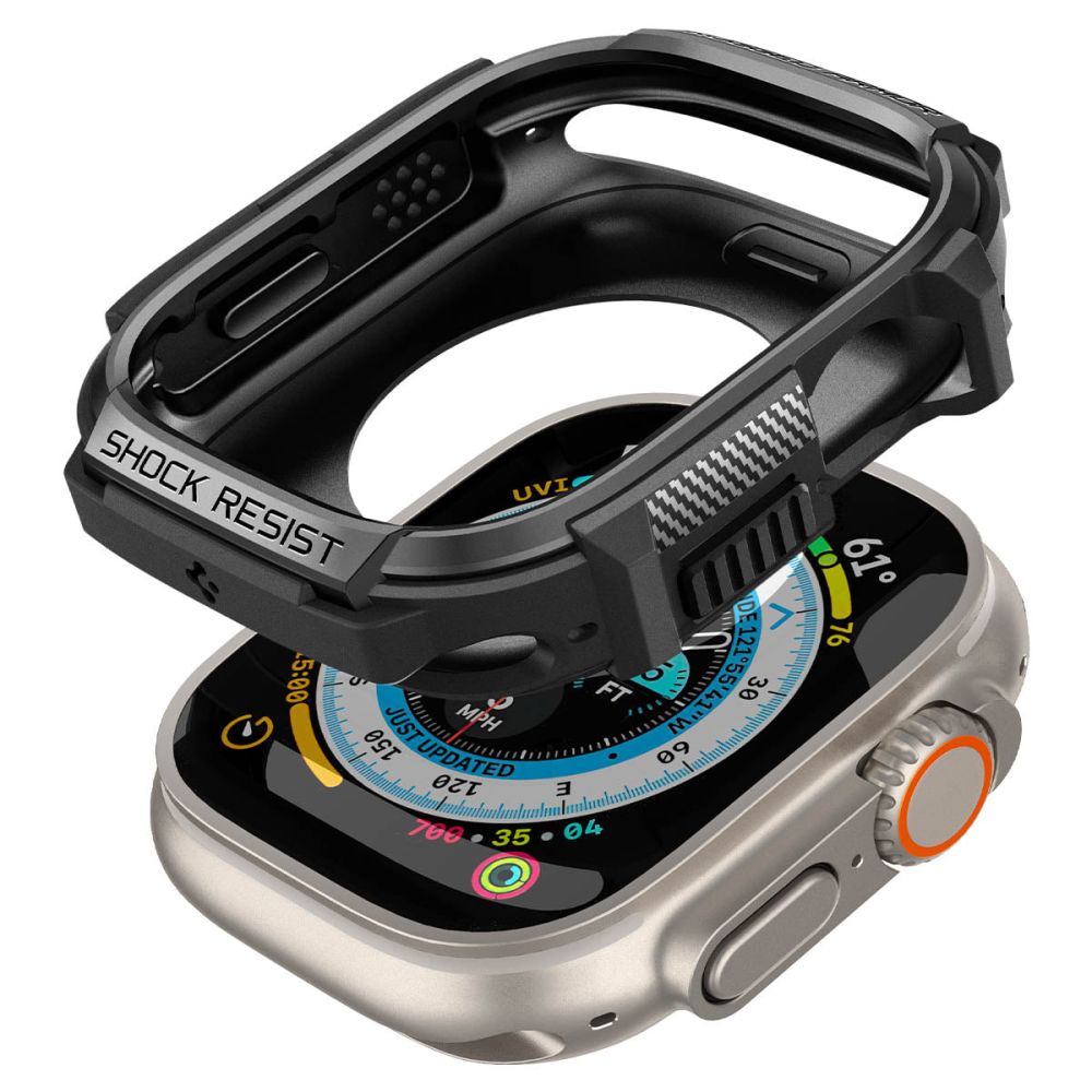 Dėklas Spigen Rugged Armor Apple Watch Ultra 1 / 2 (49 mm), matinis juodas -- Apple Watch Ultra (49 mm), Apple Watch...
