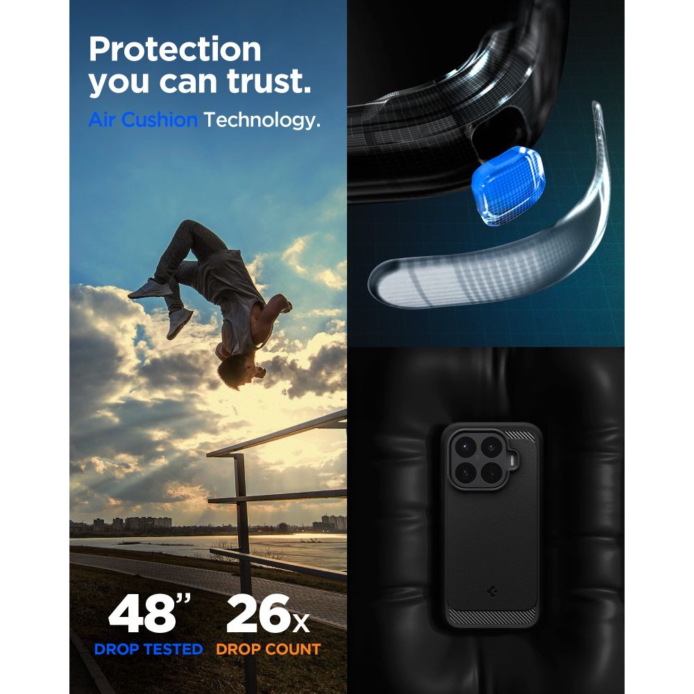 Dėklas Spigen Rugged Armor Xiaomi 17T Pro, matinis juodas -- Xiaomi 17T Pro