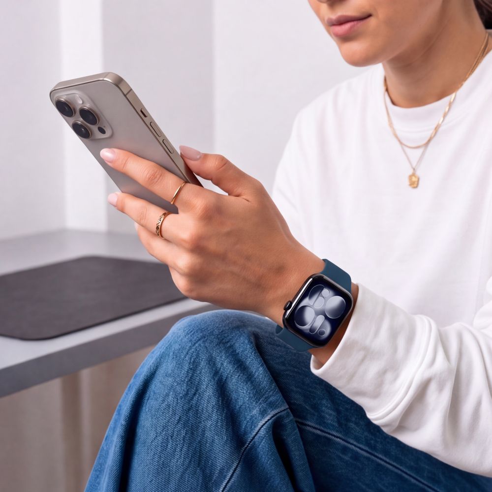 Dirželis Tech-Protect Silicone Apple Watch 8 / 9 / 10 / 11 / 12 / SE (40 / 41 / 42 mm), tamsiai mėlynas -- Apple Watch 8...