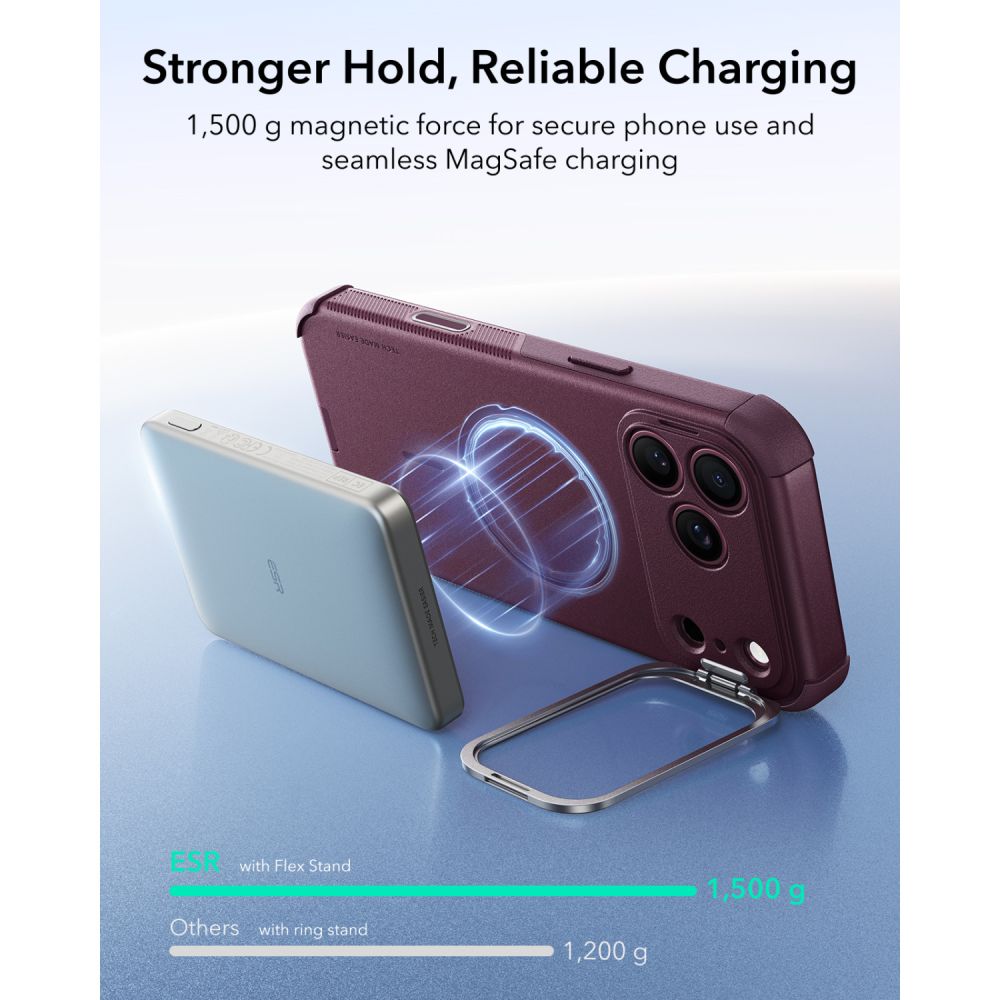 Dėklas ESR Cyber Tough Kickstand MagSafe iPhone 17 Pro Max / 18 Pro Max, bordo -- iPhone 17 Pro Max, iPhone 18 Pro Max