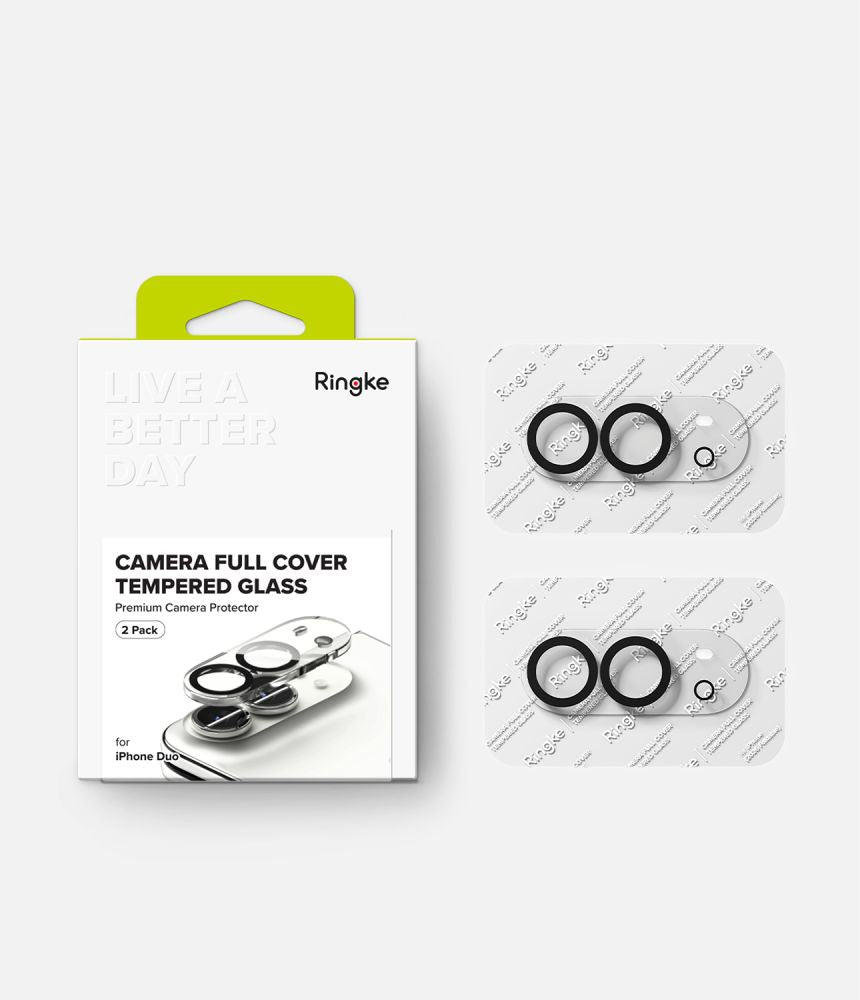 Kameros apsauginis stiklas Ringke Camera Full Cover iPhone Duo, 2 vnt., juodas -- iPhone Duo