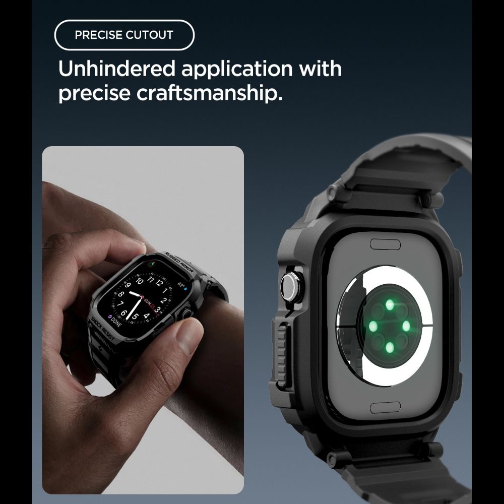 Dirželis Spigen Rugged Armor Pro Apple Watch Ultra 12 (42 mm), matinis juodas -- Apple Watch Ultra 12 (42 mm)
