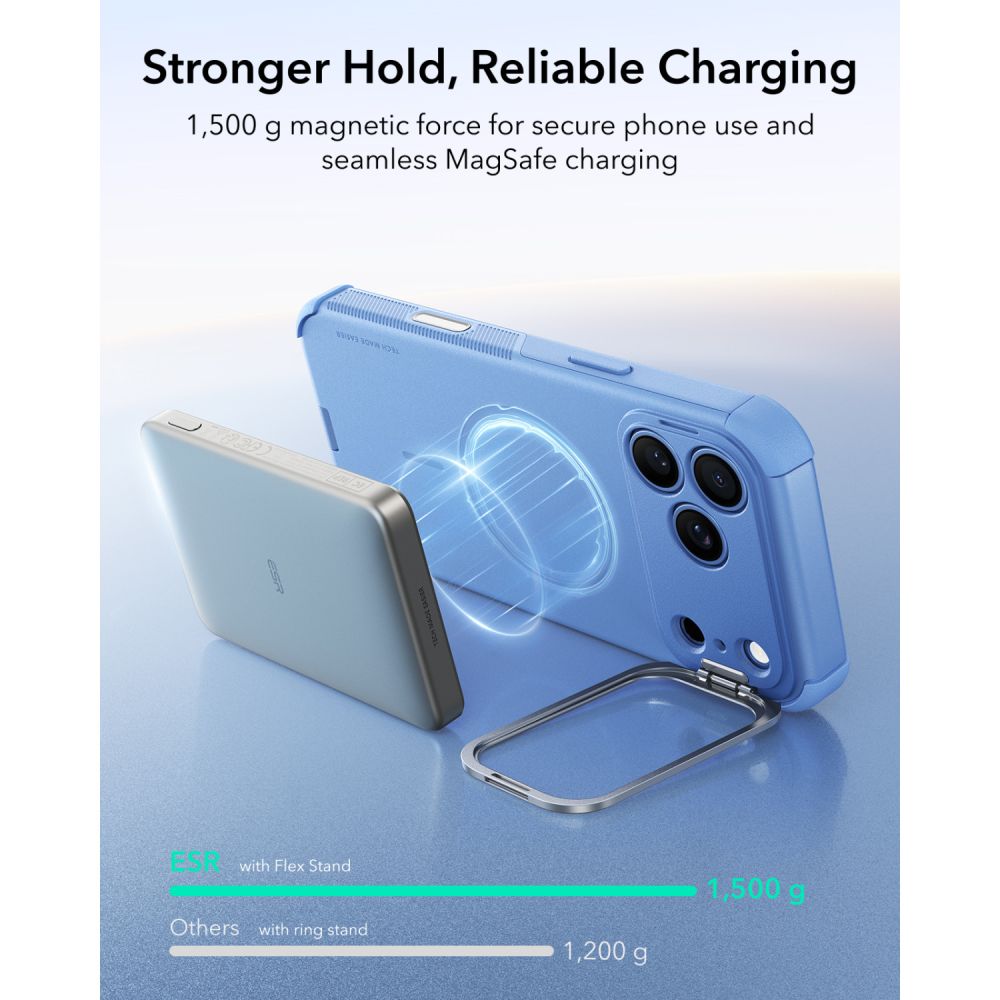 Dėklas ESR Cyber Tough Kickstand MagSafe iPhone 17 Pro / 18 Pro, šviesiai mėlynas -- iPhone 17 Pro, iPhone 18 Pro