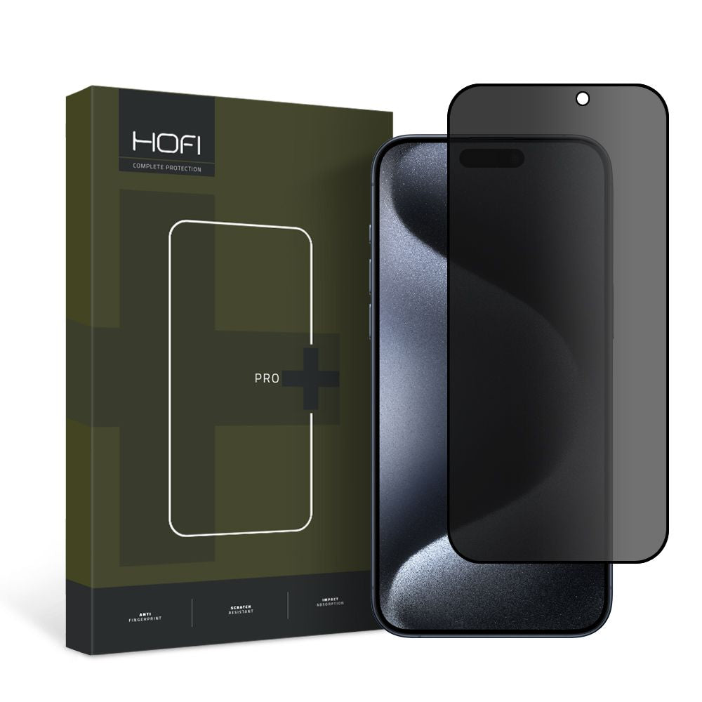 Apsauginis stiklas Hofi Anti Spy Glass Pro+ iPhone 15 Pro Max Privacy -- iPhone 15 Pro Max