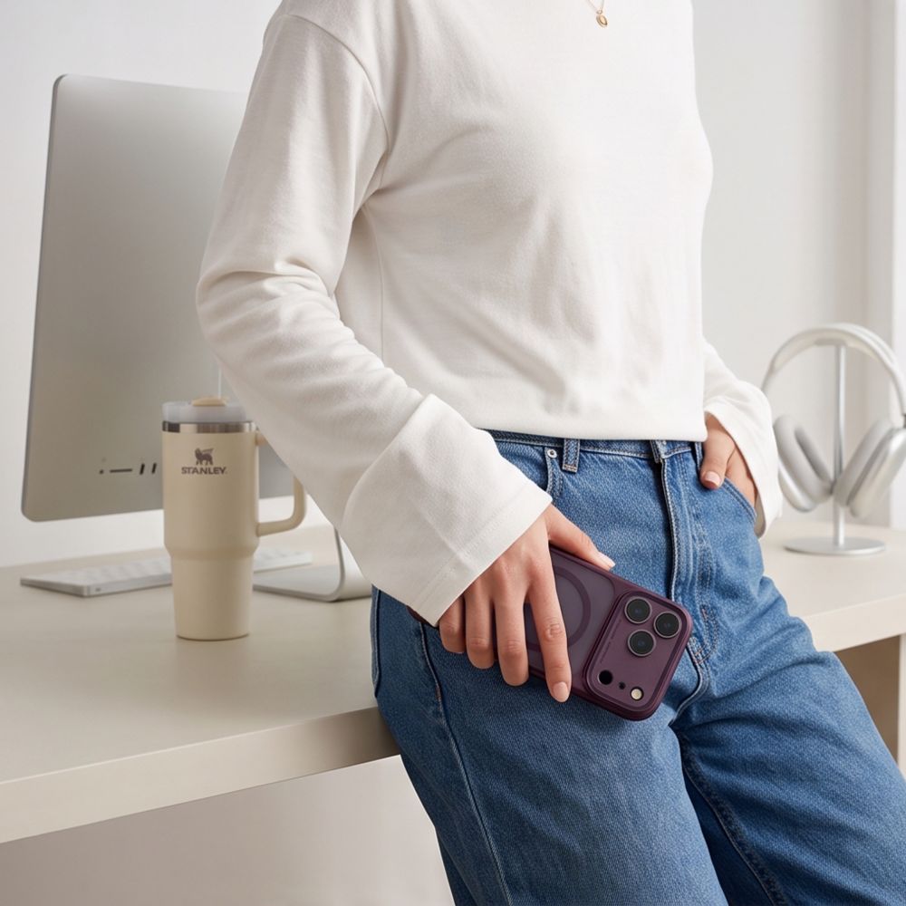 Dėklas Tech-Protect MagPrime MagSafe CC iPhone 17 Pro Max / 18 Pro Max, matinis tamsiai vyšninis -- iPhone 17 Pro Max,...