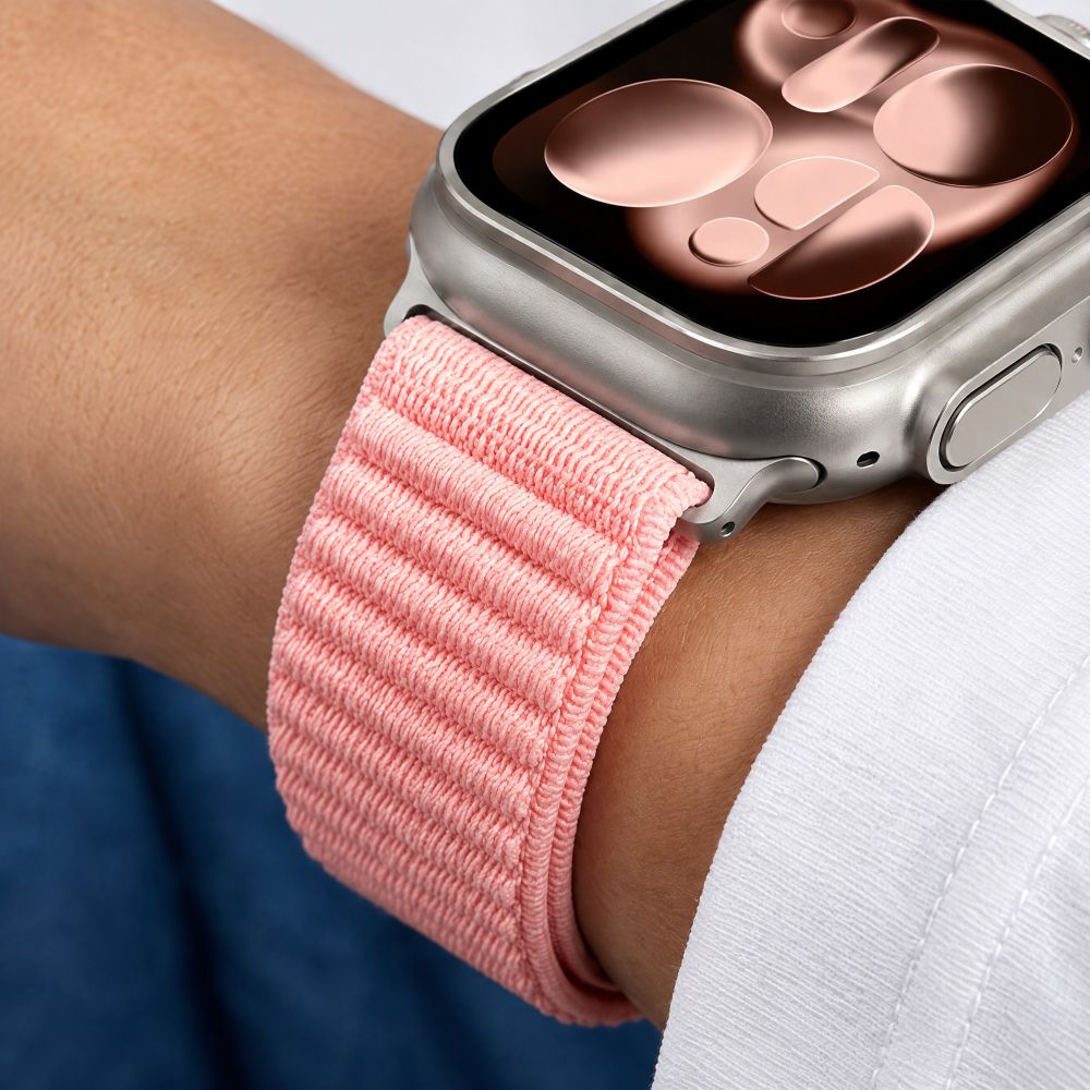 Dirželis Tech-Protect NylonLoop Apple Watch 8 / 9 / 10 / 11 / 12 / SE (40 / 41 / 42 mm), šviesiai rožinis -- Apple Watch...