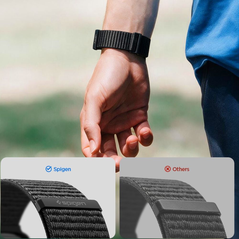 Dirželis Spigen WBF01 Apple Watch 8 / 9 / 10 / 11 / SE / Ultra, juodas -- Apple Watch 8 (45 mm), Apple Watch 9 (45 mm),...