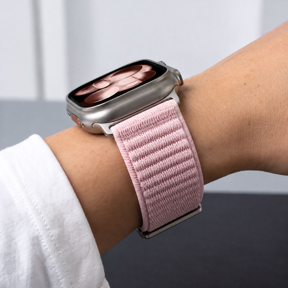 Dirželis Tech-Protect NylonLoop Apple Watch 8 / 9 / 10 / 11 / 12 / SE / Ultra (44 / 45 / 46 / 49 mm), rožinis -- Apple...