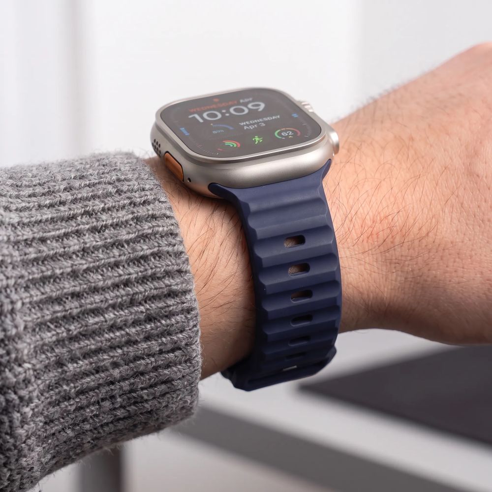Dirželis Tech-Protect Silicone Line Apple Watch 8 / 9 / 10 / 11 / 12 / SE / Ultra (44 / 45 / 46 / 49 mm), atlanto mėlynas...