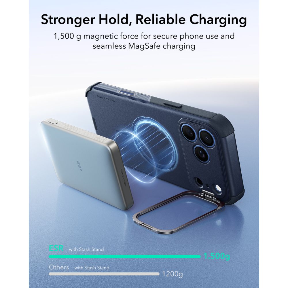 Dėklas ESR Cyber Tough Kickstand MagSafe iPhone 17 Pro / 18 Pro, mėlynas -- iPhone 17 Pro, iPhone 18 Pro