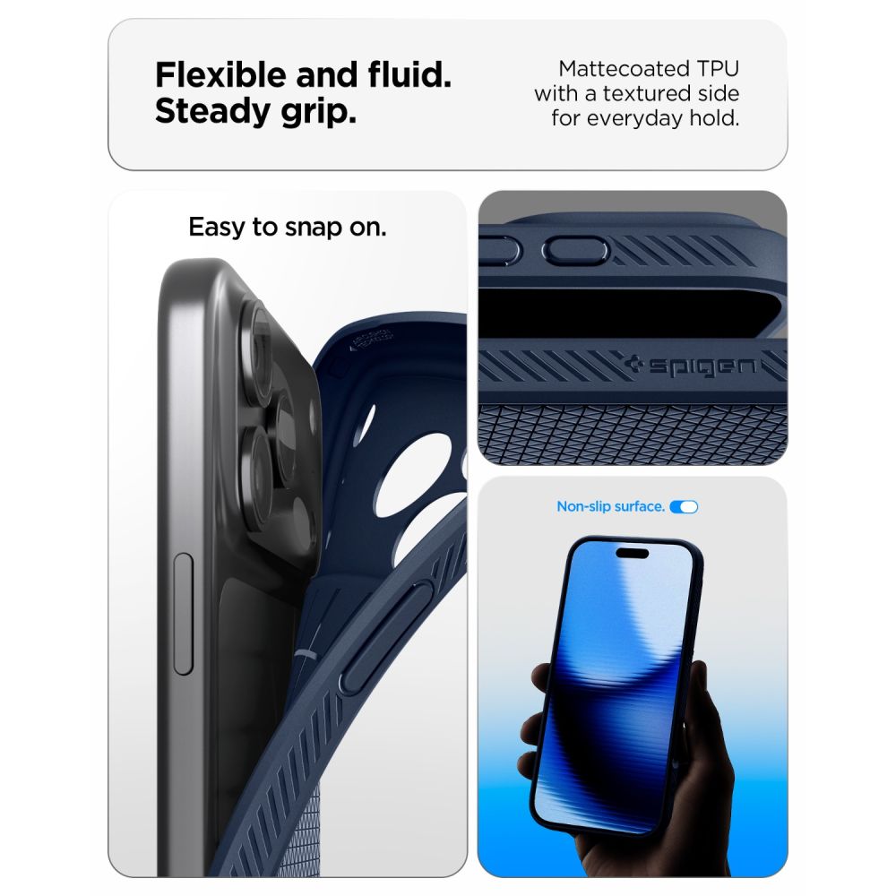 Dėklas Spigen Liquid Air iPhone 17 Pro Max / 18 Pro Max, tamsiai mėlynas -- iPhone 17 Pro Max, iPhone 18 Pro Max