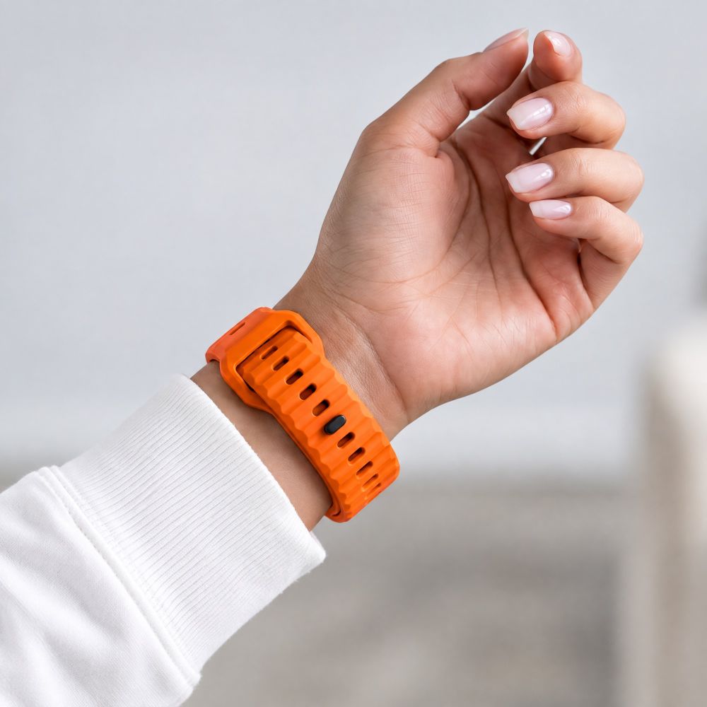 Dirželis Tech-Protect Silicone Line Apple Watch 8 / 9 / 10 / 11 / 12 / SE / Ultra (44 / 45 / 46 / 49 mm), oranžinis --...
