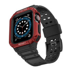 Apsauginis dirželis Protect Strap Band laikrodžiui Apple Watch 38/40/41mm su šarvuotu dėklu - juodas, raudonas -- Apple Watch