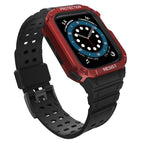 Apsauginis dirželis Protect Strap Band laikrodžiui Apple Watch 38/40/41mm su šarvuotu dėklu - juodas, raudonas -- Apple Watch