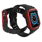 Apsauginis dirželis Protect Strap Band laikrodžiui Apple Watch 38/40/41mm su šarvuotu dėklu - juodas, raudonas -- Apple Watch