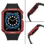Apsauginis dirželis Protect Strap Band laikrodžiui Apple Watch 38/40/41mm su šarvuotu dėklu - juodas, raudonas -- Apple Watch