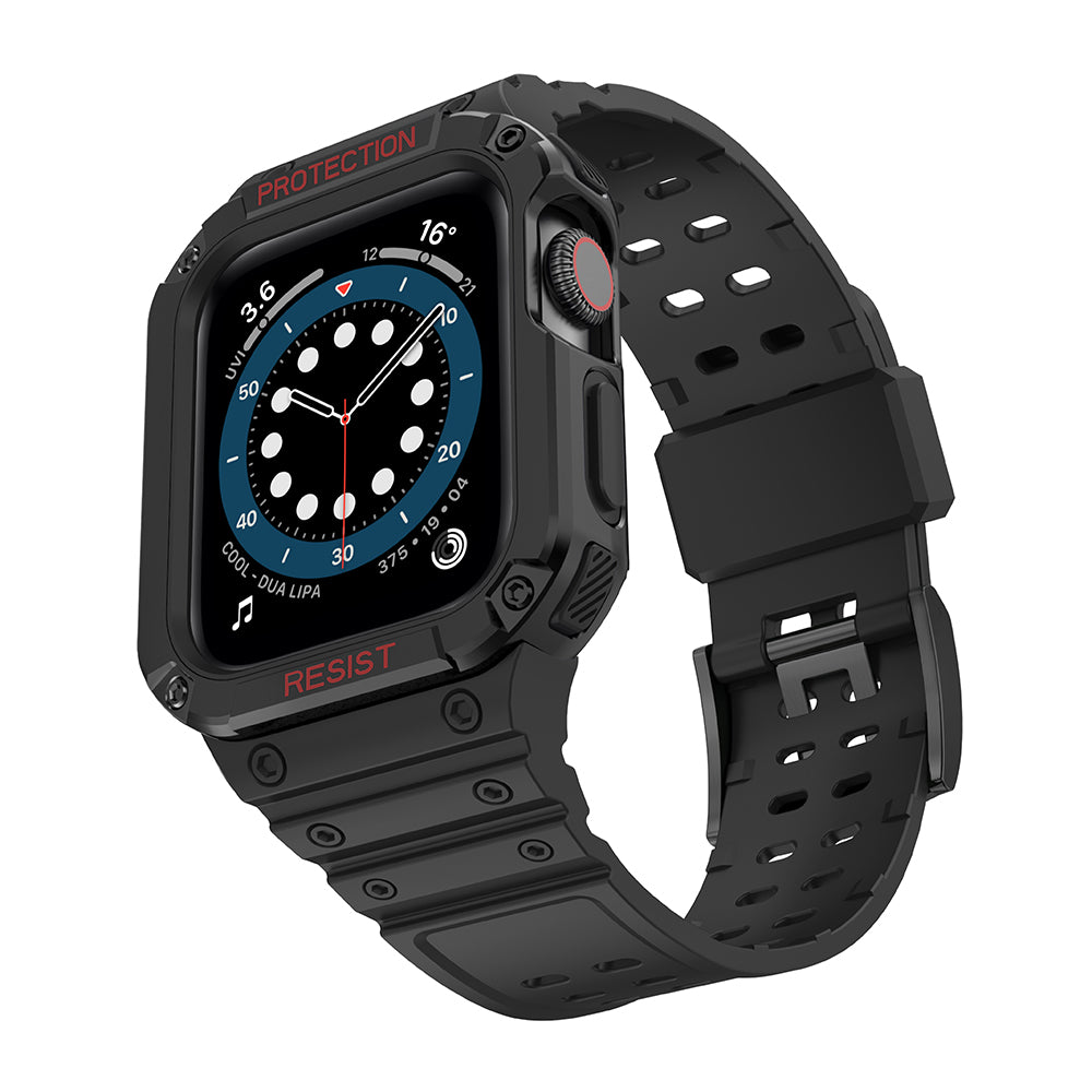 Apsauginis dirželis Protect Strap Band laikrodžiui Apple Watch 38/40/41mm su šarvuotu dėklu - juodas -- Apple Watch