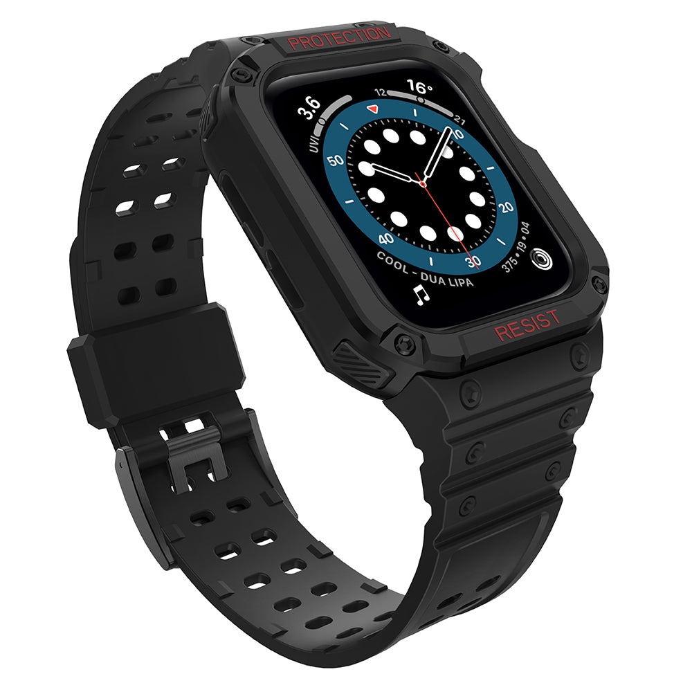 Apsauginis dirželis Protect Strap Band laikrodžiui Apple Watch 38/40/41mm su šarvuotu dėklu - juodas -- Apple Watch