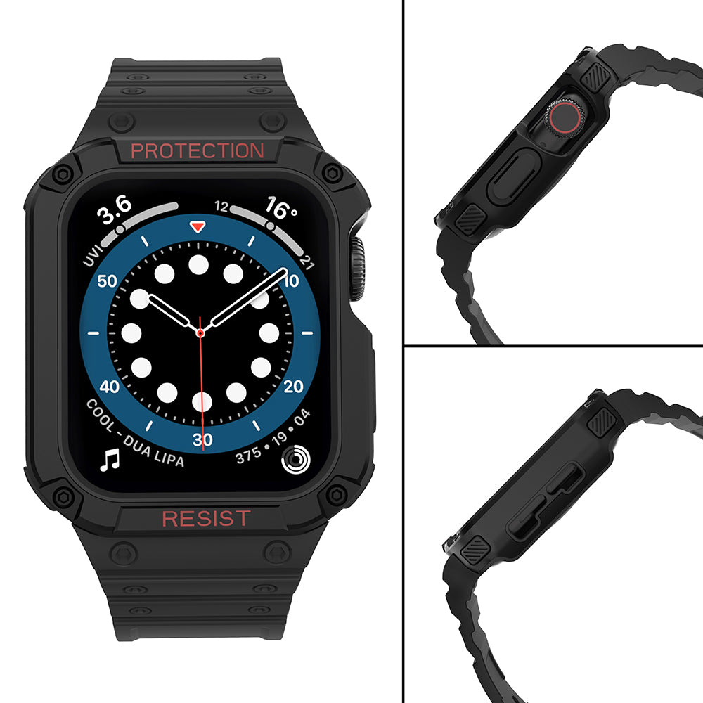 Apsauginis dirželis Protect Strap Band laikrodžiui Apple Watch 38/40/41mm su šarvuotu dėklu - juodas -- Apple Watch