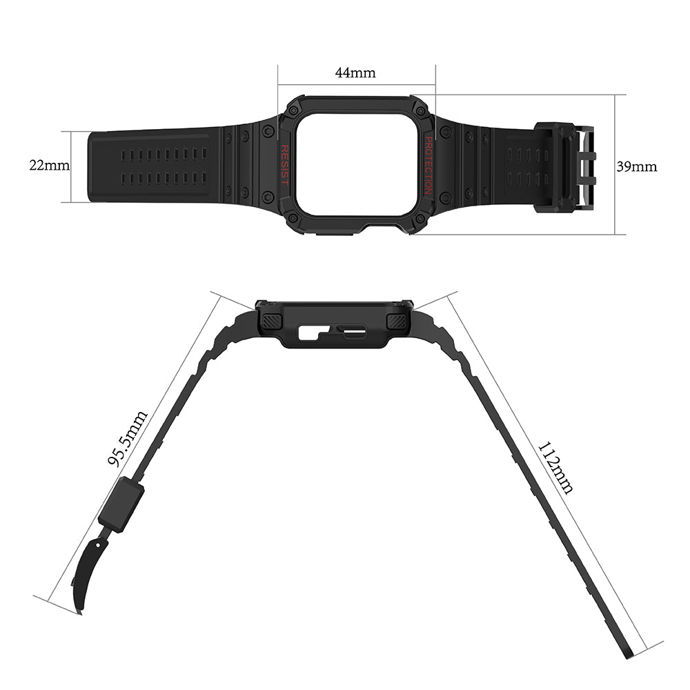 Protect Strap Band skirtas Apple Watch 38/40/41mm šarvuotas dėklas su dirželiu - juodas, rožinis auksas -- Apple Watch