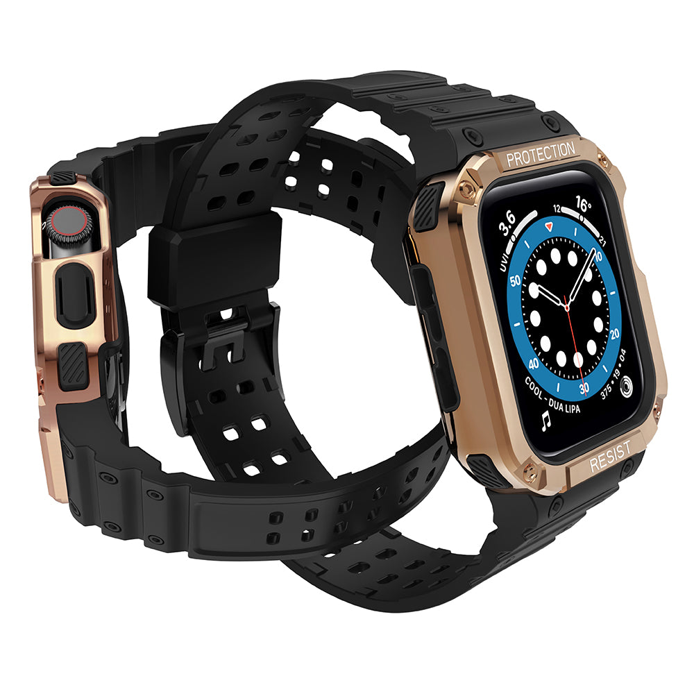 Protect Strap Band skirtas Apple Watch 38/40/41mm šarvuotas dėklas su dirželiu - juodas, rožinis auksas -- Apple Watch