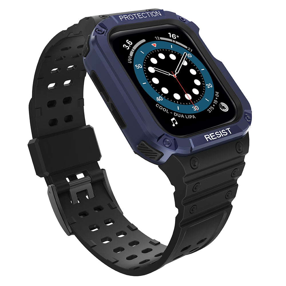 Protect Strap Band skirtas Apple Watch 38/40/41mm šarvuotas dėklas su dirželiu - juodas, mėlynas -- Apple Watch
